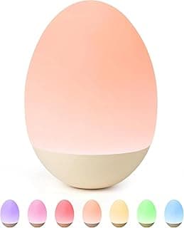 Egg Night Light for Nursery: Rechargeable Baby Touch Lamp | Soft rechargeable egg baby night light with touch control, stepless dimming and warm or RGB light for nursery and feeding