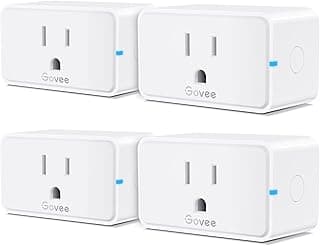 Govee Smart Plug 15A, WiFi Bluetooth Outlets 4 Pack Work with Alexa and Google Assistant, WiFi Plugs with Multiple Timers, Govee Home APP Group Control Remotely, No Hub Required, ETL&FCC Certified | Works with Alexa & Google Assistant, Support Multiple Timers via Govee Home APP, No hub required, ETL & FCC Certified