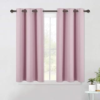 NICETOWN Blackout Curtain Panels for Girls Room, Nursery Essential Thermal Insulated Solid Grommet Top Blackout Drapes (Baby Pink=Lavender Pink, 1 Pair, 42 x 45 Inch)