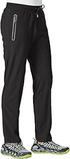 TBMPOY Men's Lightweight Hiking Travel Pants Athletic Outdoor Sports Elastic Waist Water Resistant Sweatpants 2 Pockets