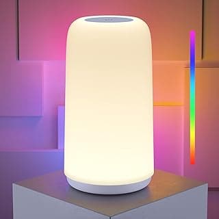 Touch Bedside Table LED Lamp, [Sleek Design & RGB Mode] Multi-Color Dimmable with Warm White Lights, Birthday Gifts for Women Mom, Smart Nightstand Small Lamp for Bedroom Living Room Home Decor