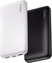Miady 2-Pack Portable Charger, Slim 10000mAh Power Bank Travel Battery Pack | Dual USB丨3 Outputs 2 Inputs丨for Backpack Travel Camping丨Slim丨Compatible with iPhone Android etc丨Flight-Safe丨37Wh丨Black+White