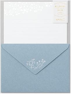 Midori 86508006 Letter Set Foil Stamped Envelopes, Haze Grass Pattern