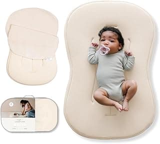 snuggle me Organic Newborn Baby Infant Lounger Pillow & Travel Bag - Natural | CSPC Compliant, Premium Organic Cotton With Snugglecore, Machine Washable Cover, Baby Nest, Baby Registry Essential