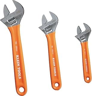 Klein Tools D5073 Adjustable Wrench Set, Extra Capacity, 6-Inch, 8-Inch, 10-Inch, Forged Alloy Steel, Metric and SAE, 3-Piece