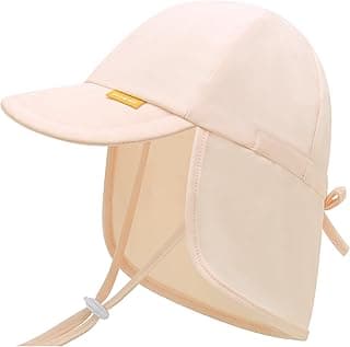 UPF 50+ Baby Sun Hat, Neck Flap Protection for Toddlers | UV shield, stretch nylon spandex, adjustable back drawstring, machine washable, foldable for beach travel, sizes 0-5T