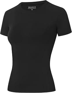 Runhit Womens Compression Shirt Short Sleeve Workout Tops Athletic Running Gym T-Shirt Moisture Wicking Quick Dry UPF 50+