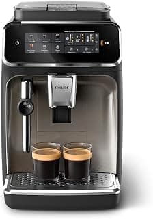 Philips 3300 Series Fully Automatic Espresso Machine with integrated milk frother and grinder, 5 Hot & Iced Coffee Pre-Sets, 40% Quieter SilentBrew, 15-Bar Pressure, Glossy Black (EP3326/90) | 12-Step Ceramic Grinder, Classic Milk Frother, 5 One-Touch Drinks Incl. Iced Coffee, Silentbrew, 15 Bar