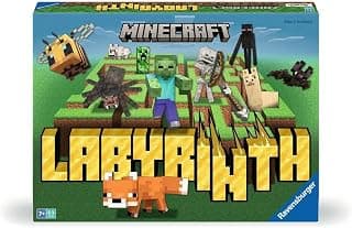 Ravensburger Minecraft Labyrinth - A Strategic Maze Challenge Featuring Steve, Alex, Creepers, Spiders,Llamas, and More - Fun Family Game for 2-4 Players - Ages 7 and Up