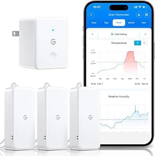 GoveeLife 2.0 WiFi Hygrometer Thermometer with Gateway, Mini Sensor 3-Pack | Temperature and humidity monitor with APP alert, 2yr data & battery, indoor for wine cellar/bedroom/basement, 2.4G Wi-Fi only