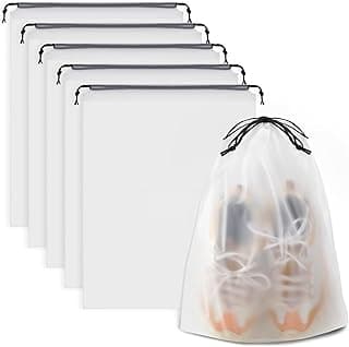 Clear Shoe Bags for Travel 5 PCS, Drawstring Travel Shoe Bags for Packing | 15.7" x 11.8" Waterproof Dustproof Portable Travel Shoe Storage Bag for Men and Women