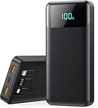 Portable Charger Power Bank 40800mAh with 3 Built-in Cables,25W Fast Phone Charging Portable Battery Pack,5 Outputs Travel Essentials Outdoor External Battery for iPhone 17/16,Galaxy Android etc-Black