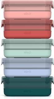 Ello 3.7 Cup Plastic Meal Prep Containers, 10 Pc, 5 Pack, Melon | Set of 5 leakproof BPA-free plastic meal prep containers. Microwave & dishwasher safe. Ideal for food storage & leftovers