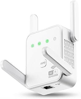 1200Mbps Dual Band WiFi Extender Signal Booster Covers Up to 3600 Sq.ft | 5GHz/2.4GHz Dual Band|Supports 80 devices|Equipped with an Ethernet port for AP mode and 4 antennas
