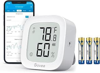 Govee WiFi Thermometer Hygrometer H5103 with Electronic Ink Display | Temp and humidity monitor with alert, 2.4G WiFi & Bluetooth, 2-yr data export. For bedroom, wine cellar, basement