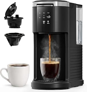 WAA Single Serve Coffee Maker for Capsule & Ground Coffee | Fast Coffee Machine with Memory Function, 6 to 14 oz Brew Sizes, 40 oz Removable Water Tank for Home/Office/RV, Black