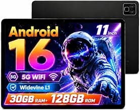 2026 Latest 11 Inch Android 16 Tablet, Tablet with 30GB RAM+128GB ROM, 1TB Expandable, 1280 * 800 Eye-Care LCD Display, 7800mAh Battery, WiFi 6+BT5.4 Ultra-Thin Tablet for Study Entertainment