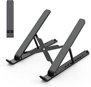 Tonmom Laptop Stand for Desk, Adjustable Laptop Riser, Black | ABS+Silicone Foldable Portable Notebook Holder, Ventilated Cooling Notebook Mount Computer Stand for 10-15.6” Laptops,Tablets