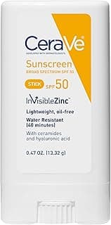 CeraVe Mineral Sunscreen Stick, SPF 50 Face Sunscreen, Travel Size, 0.47oz