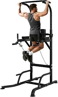 Pull Up Bar Power Tower Dip Station Home Gym Equipment | Multi-Function Adjustable Height for Pull‑Ups, Dips, Push‑Ups, Vertical Knee Raises, Core & Full‑Body Home Gym Workouts
