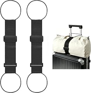 2 Pack Multi Use Strong Adjustable Luggage Connector Straps for Suitcases | Flexible Luggage Belt Strap Travel Accessories Elastic Fastening Bag Strap Suitcase Connector Straps (Black)