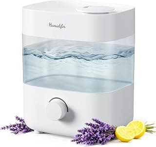 Humidifiers for Bedroom, 2L Tank for 15H, 20dB Quiet Mist Time, Dual Nozzles, Auto Shut-Off, Rotate to Adjust Mist Intensity, Rapid Ultrasonic Humidification for Baby Nursery and Plant (White)