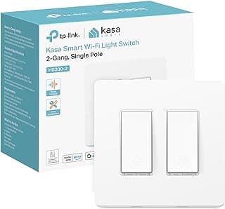 Kasa Smart Switch 2-Gang, HS200-2, Single Pole, Need Neutral Wire | 2.4GHz Wi-Fi Works with Alexa and Google Home, UL Certified, No Hub Required, White