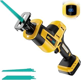 Cordless Brushless Reciprocating Saw for Dewalt 20V Battery (Tool only) | 0–3500 SPM Variable Speed, Tool-Free Blade Change, LED Work Light, 60° Adjustable metal frame, 2 Blades for Wood/Metal/PVC