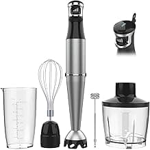 Turelar Immersion Blender Handheld Corded, 1100W 5 in 1 Hand Blender Set | Trigger Variable Speed, Emulsion Stick Mixer with Food Processor, Whisk, Frother, for Soup, Puree, Baby Food, Anti-scratch