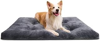 KSIIA Washable Dog Crate Bed Kennel Mat for Medium Dogs, 35 x 23 Inch, Grey | 3in thick soft PP filling,Elastic rebound,300gsm shed-proof flannel,Soft skin-friendly,Anti-slip bottom,Machine washable