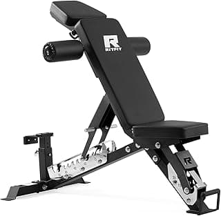 RitFit Adjustable/Foldable Utility Weight Bench for Home Gym | Incline Decline Flat, Multi-Position Backrest & Seat, Full Body Strength Training with Heavy Duty Steel Frame, Foldable