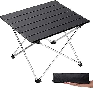 Grope Portable Camping Table,Aluminum Folding Beach Table (Black-S) | Portable & Easy to Carry, With Carry Bag for Camping, Prefect for Outdoor, Picnic, BBQ, Cooking, Festival, Beach, Home Use