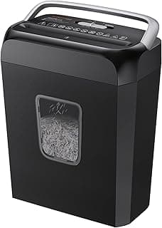 Bonsaii 6-Sheet Cross Cut Paper Shredder for Home, 3.4 Gal Bin | P-4 Security Level, Shreds Credit Cards, Staples & Paper Clips, with Portable Handle, Small Shredder for Home Office，C237-B