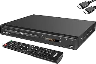 MEGATEK Region-Free DVD Player for TV with HDMI & 1080P Upscaling | CD/DVD/USB Playback, Compact Metal Housing, Coaxial Audio, LED Display, Remote & HDMI/AV Cables Included