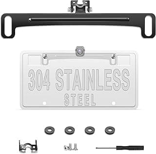 Universal Car Rear View Camera License Plate Bracket | Upgraded Full Stainless Steel Backup Camera Mount, Dash Cam Mirror Accessory, Only Installation Holder