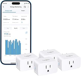 Tapo Smart Plug Wi-Fi, Energy Monitoring, P115(4-Pack), 15A | Works with Alexa & Google Home & Samsung SmartThings, Timer, 1800W Max, ETL Certified, 2.4G Wi-Fi Only
