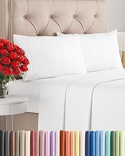 King Size 4 Piece Sheet Set - Comfy Breathable & Cooling Sheets - White | Hotel Luxury Bed Sheets for Women & Men, Deep Pockets, Easy-Fit, Extra Soft and Wrinkle Free Sheets, Oeko-Tex Bed Sheet Set