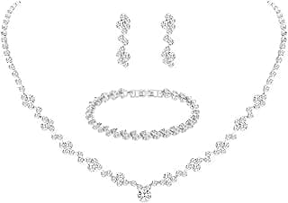 Crystal Wedding Jewelry Set, Necklace Earrings, for Accessories