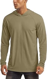 MAGCOMSEN Men's Hooded UPF 50+ Sun Protection T Shirts Long Sleeve Athletic Fishing Shirts Rash Guards