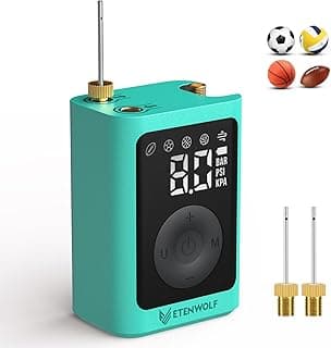 ETENWOLF Electric Ball Pump Inflation & Deflation with 2600mAh Battery | 3-17PSI Basketball Pump with Precise Pressure Gauge and Ball Needles, Rechargeable Air Pump for Football, Soccer, Volleyball