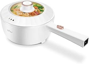 Bear Hot Pot Electric, 2L Multifunctional Portable Cooking Pot, 1000W Rapid Noodles Electric, Non-Stick Frying Pans for Steak, Egg, Ramen, Oatmeal With Dual Power Adjustment | 2L Multifunctional Portable Cooking Pot, 1000W Rapid Noodles Electric, Non-Stick Frying Pans for Steak, Egg, Ramen, Oatmeal