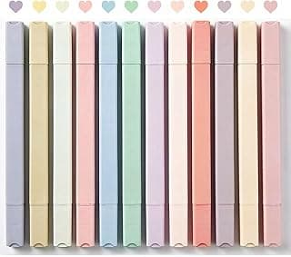 konket 12Pcs Aesthetic Cute Highlighters Bible Pastel Highlighters and Pens no bleed Assorted Colors Double-ended design for Office journaling supplies