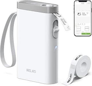 Nelko P21 Label Maker Machine with Tape, Bluetooth Label Printer, White | Creative App & Multiple Templates, Inkless Printing, Built-in Cutter, Ideal for School, Teacher Supplies, Office, and Home