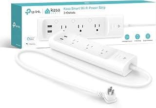 kasa smart Plug Power Strip KP303, Surge Protector with 3 Individually Controlled Smart Outlets and 2 USB Ports, Works with Alexa & Google Home, No Hub Required , White | Surge Protector with 3 Individually Controlled Smart Outlets and 2 USB Ports, Works with Alexa & Google Home