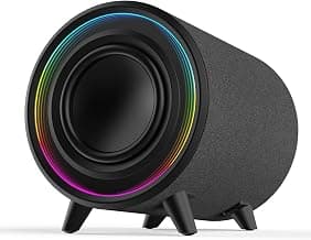 LITTOAK Powered Subwoofer, 100W Peak Sub with DSP, 6.5’’ Subs with Infinity Mirror - 3D Tunnel Light, 6 LED Home Theater Subwoofers, 40Hz-250Hz, Class-D Amp, Low Pass dial, Phase Switch