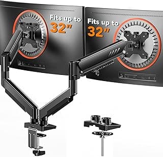 ErGear Dual Monitor Arm, Full Adjustable Monitor Mount for 13–32″ Screens, Fast Install Computer Monitor Stand with Tool-Free VESA Mount, Max Load 19.8 lbs, Max VESA 100x100mm