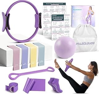 Pilates Ring Set for Women, 12" Pilates Ring and Ball Set with Resistance Bands for Home Workouts, Portable Pilates Kit with Bag & 2 Training Poster for Full Body Exercise