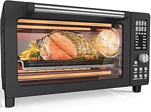 Nuwave Bravo Pro Smart Air Fryer Toaster Oven Combo, PFAS-Free, Black | Countertop Convection Oven, 10-in-1 Functions with Quicker & Even Crisp Technology, 1800W, 50-450°F, 21QT