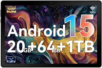 Gleeso Tablet, 10 Inch Android 15 Tablet, 20GB RAM+64GB ROM+ 1 TB TF, 5000mAh Fast Charging Battery, HD Display, Widevine L1, Dual Camera, Face ID, Lightweight Portable Tablet for Work Entertainment