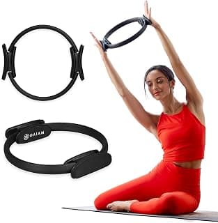 Gaiam Pilates Ring Fitness Circle, Toning Arms, Legs & Core | 15" Magic Circle | Foam Padded Handles | Lightweight & Flexible | Home & Studio | Includes Exercise Guide